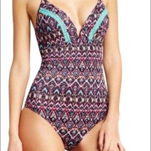 Shade & Shore Tribal One Piece Swimsuit 38B - Picture 1 of 6